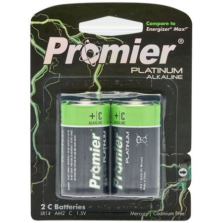 PROMIER PRODUCTS C Platinum Alkaline Battery, 2PK P-C2-6/24